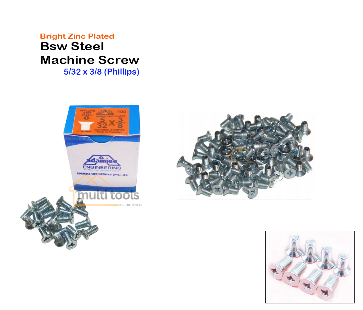 Bright Zinc Plated Bsw Steel Machine Screw 5/32 x 3/8 (Phillips)